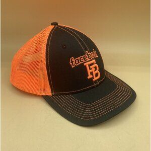 Facebook Snapback Baseball Hat Black & Neon Orange Mesh Back